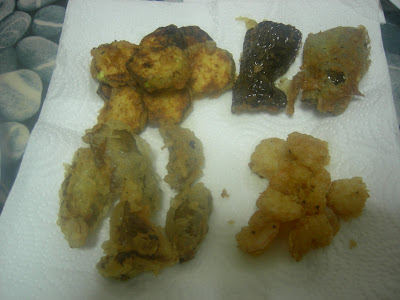  Tempura japonesa de verduras, gambas, morcilla, queso... 