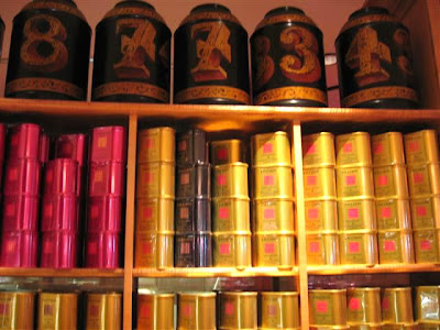 A wall of Fauchon tea tins