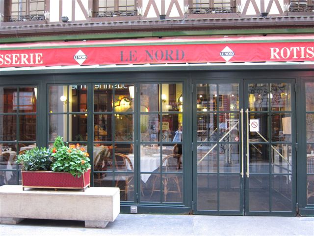 Red Exterior view of restaurant Nord by Bocuse