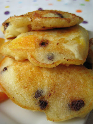 Pancakes with Peaches and Chocolate Chips