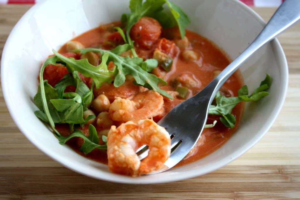 Mango & Tomato One skillet shrimp, tomato & garbanzo beans dinner