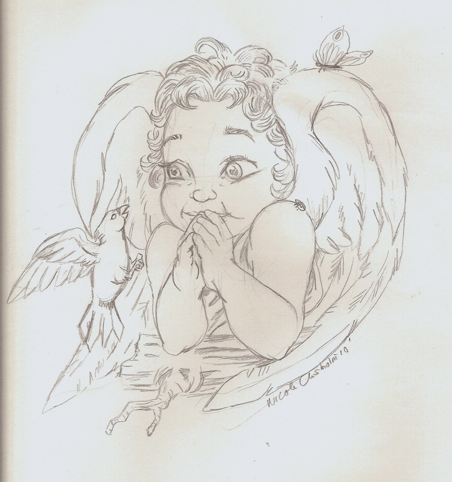Ангелок рисунок карандашом