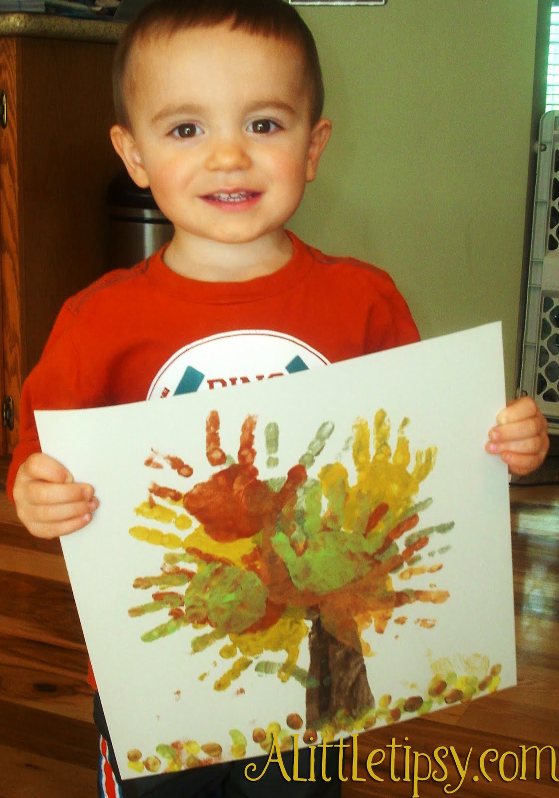 Finger Painting Fall Handprint Tree - A Little Tipsy