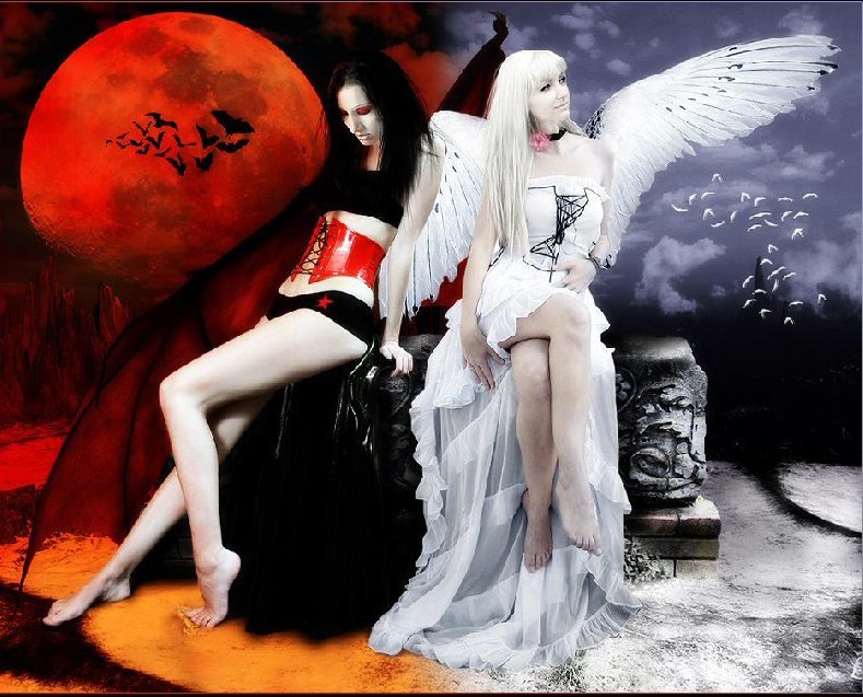 Картинки ангел и демон вместе