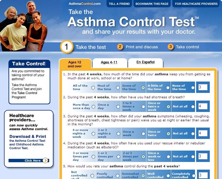 Asthma Control Test Printable