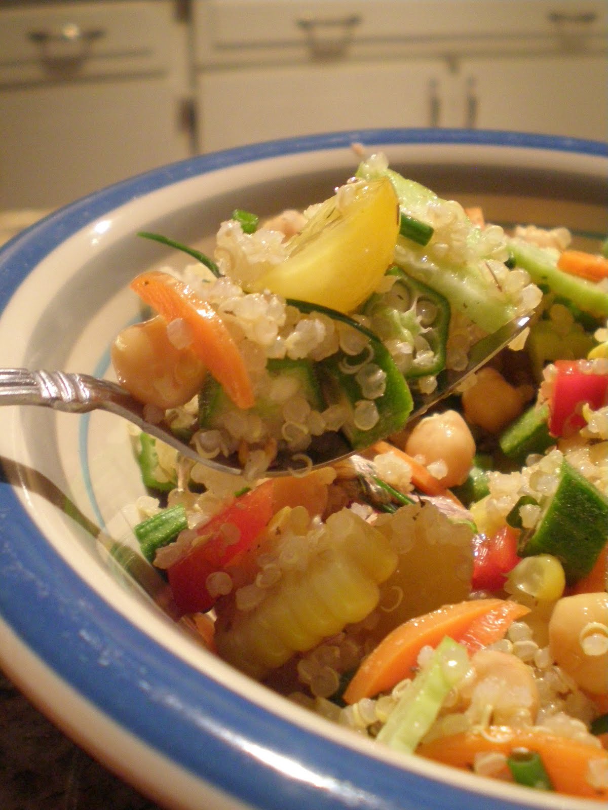 Vegan Ventures in Cuisine Summer Quinoa Salad with Fresh Okra