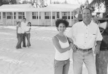Your hosts Jim & Sara Bernardin on the beach at Pines & Palms Resort Islamorada, Florida
