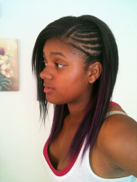 cornrows braids extensions purple