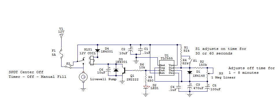 Netbook To Chartplotter Project: Livewell Timer Circuit - Simple