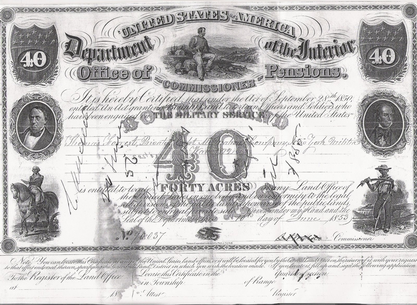 Patj's Stories & Genealogy A War of 1812 Military Bounty Land Warrant