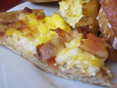 This Mickey's Breakfast Pizza recipe is delicious and so very simple to make. It is sure to quickly become a family favorite. #womenlivingwell #breakfast #pizza  #disneyland