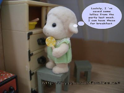 Sylvanian Families Story - Sheepie took a lollie as his breakfast.