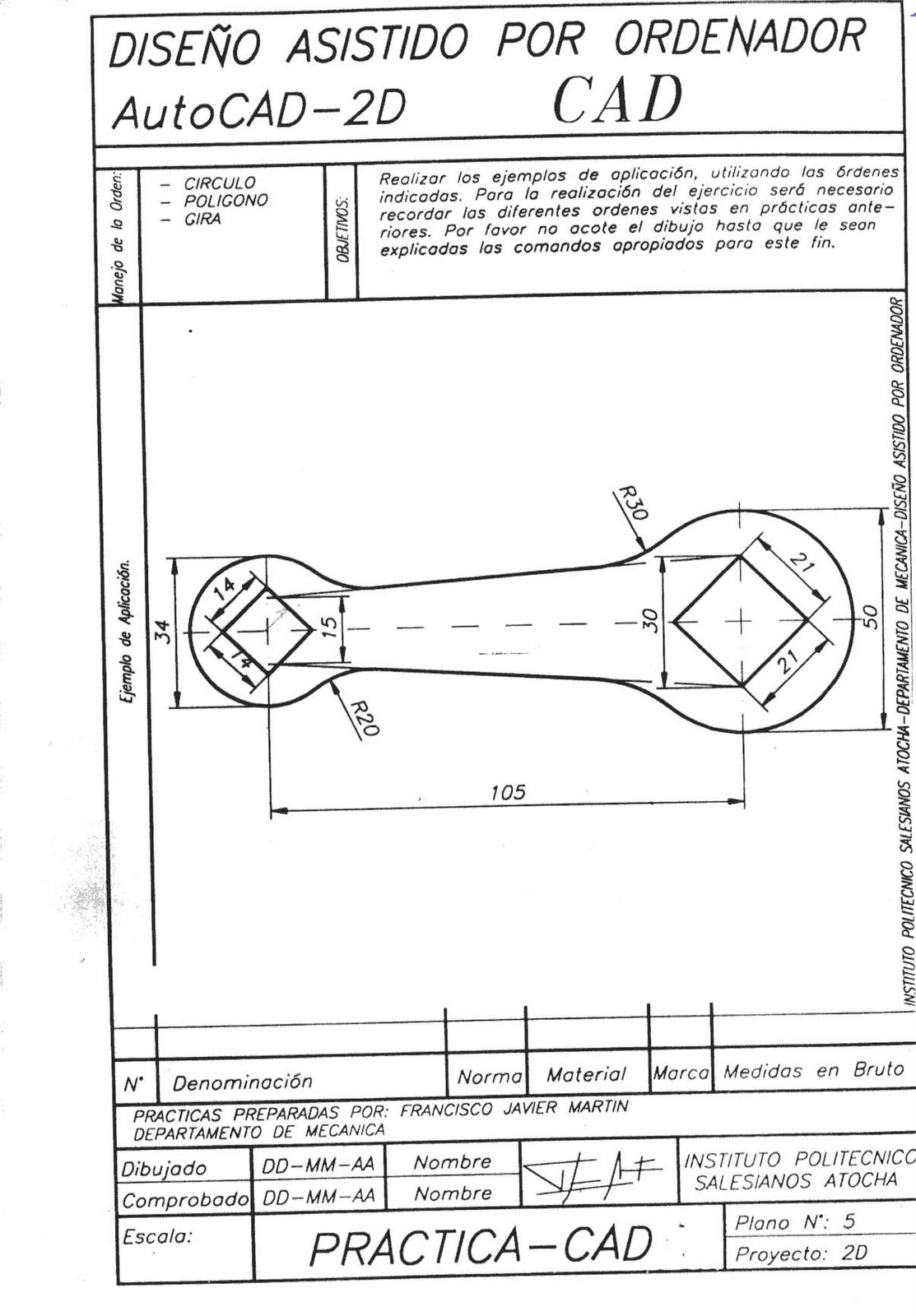 Ejercicios AutoCAD - Diseño Asistido por Ordenador diseñador CAD 2D