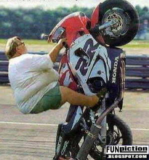 Funny motor and big man