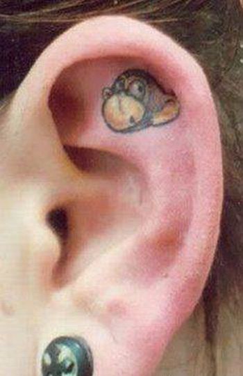 A tattoo on the ear may also
