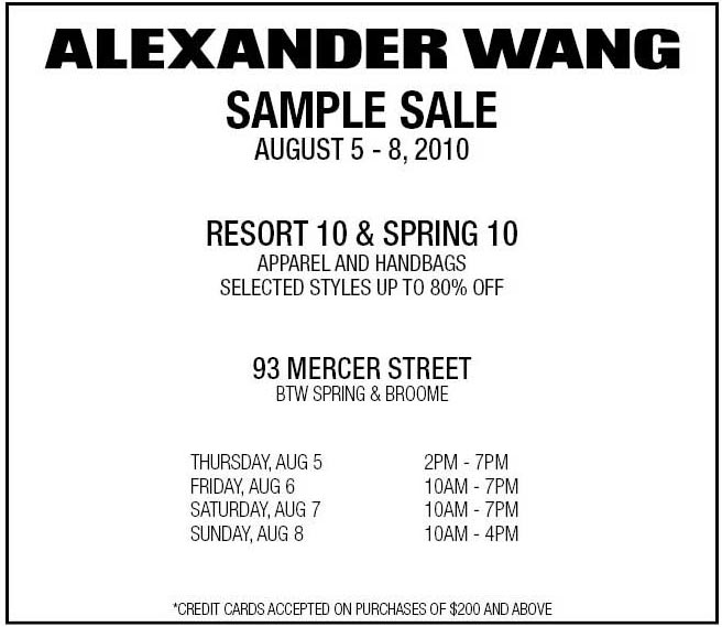 Sample Sales This Week NYC August 18, 2010