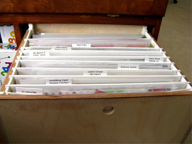 12x12 Hanging File Cabinet Drawers for 12x12 Scrapbook Paper by Mendi Yoshikawa