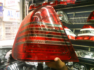 Mercedes Lights: w202 Tail Lamp LED ( Red/ Stripped Smoke ) $330