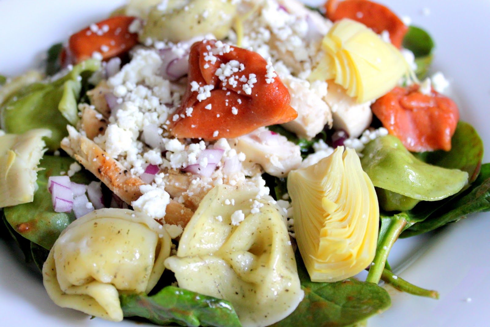 The Cook Next Door Tortellini Spinach Salad with BalsamicTomato
