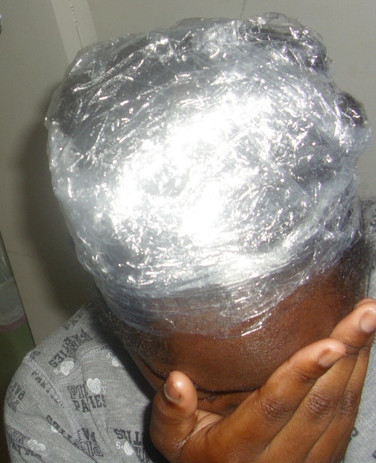 picture on shirt with saran wrap