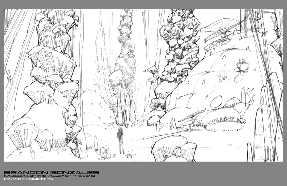 01 Environment Line Drawing  - Nausicaa of the Valley of the Wind