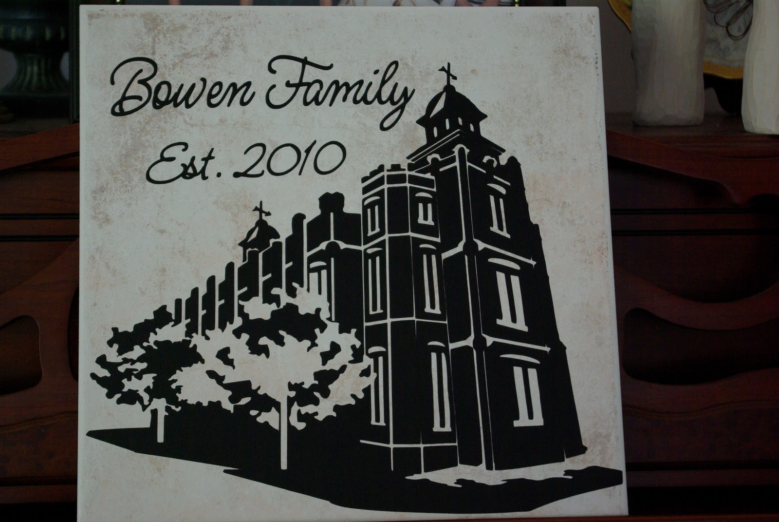 Natalie's Creations Vinyl lettering on tiles using cricut and SCAL