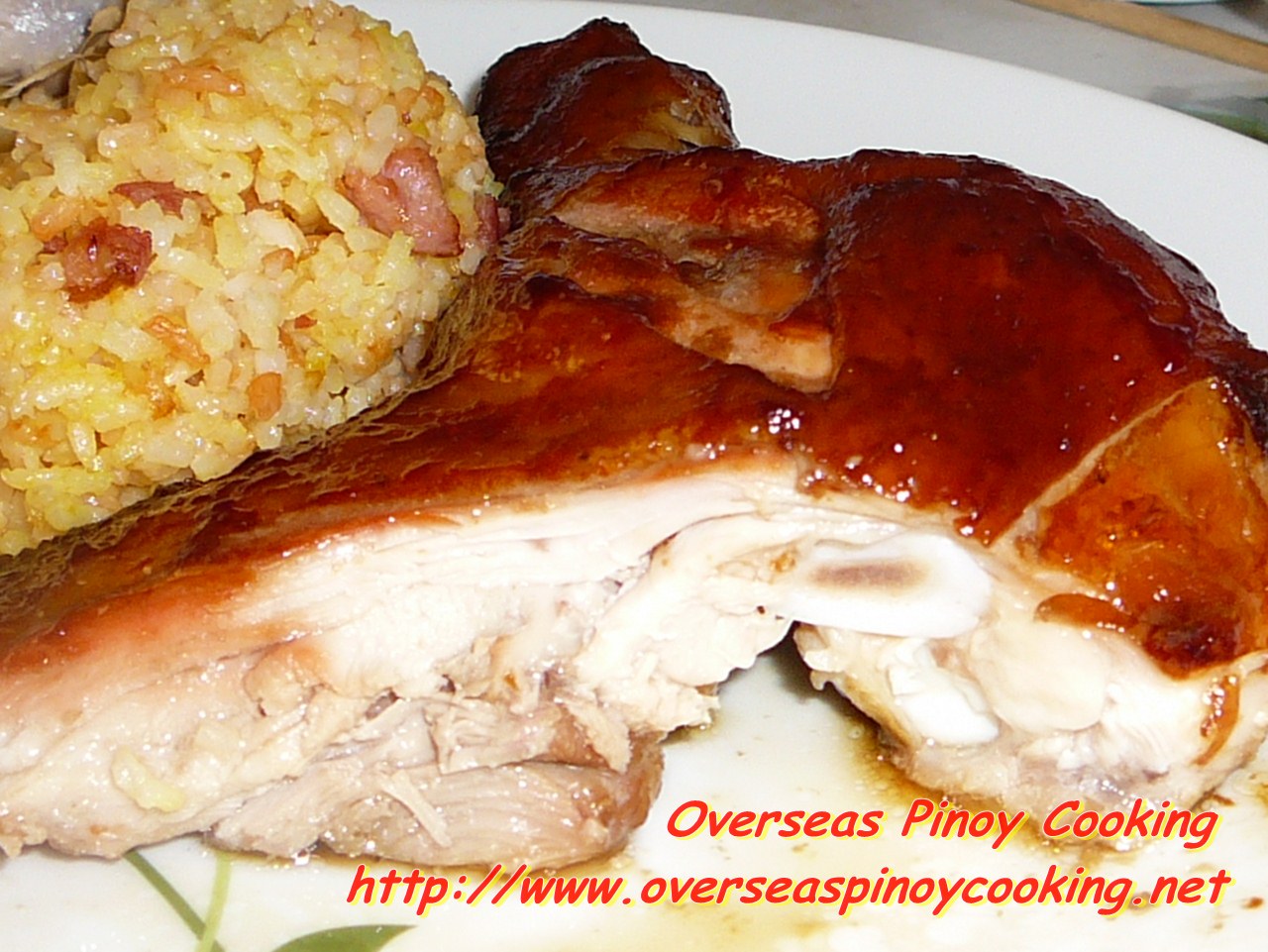 Pinoy Chicken Barbecue with Yellow Fried Rice and Atchara
