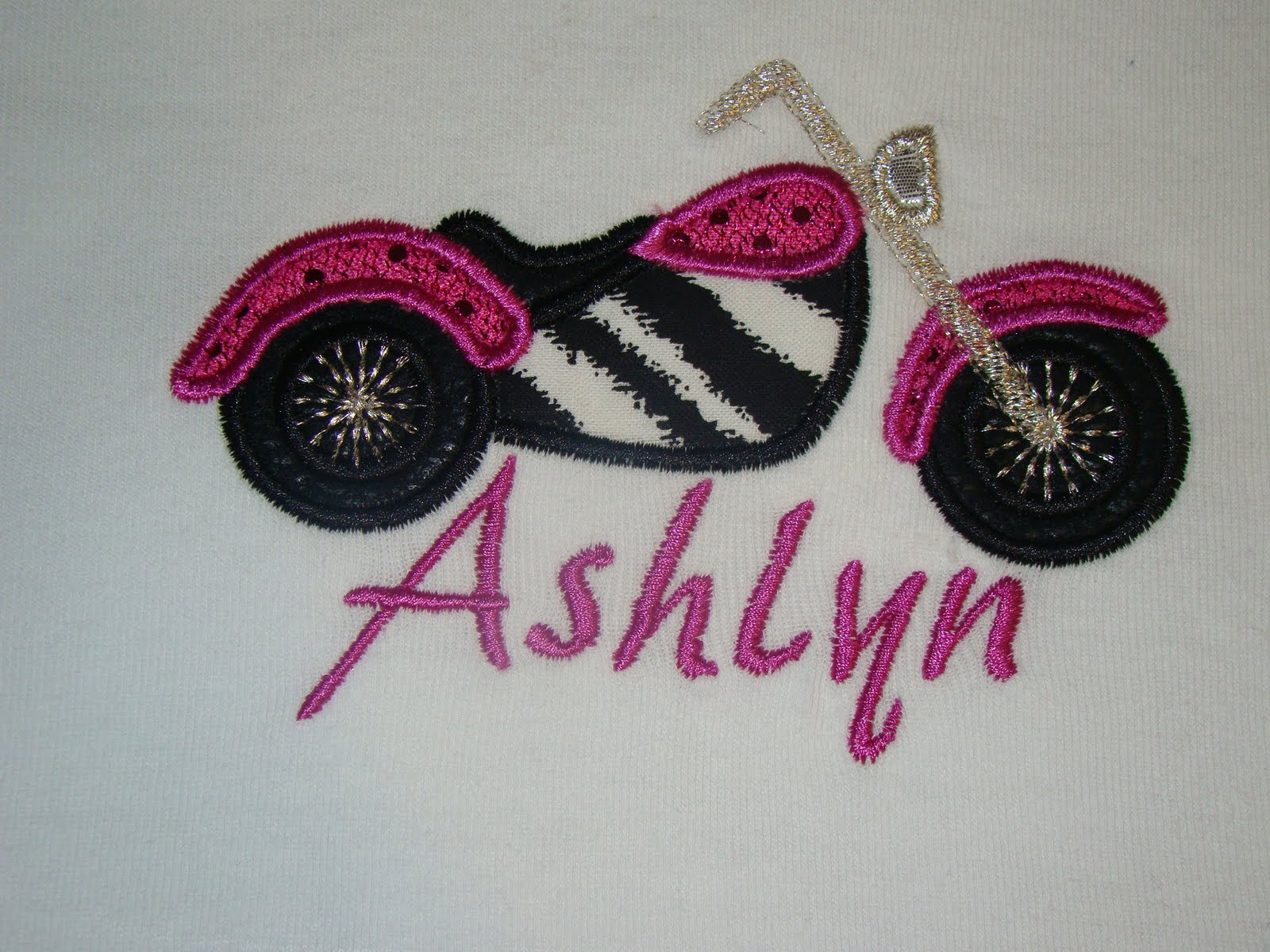 SAME Monogram Wild Motorcycle Applique Sibling Set for Twins