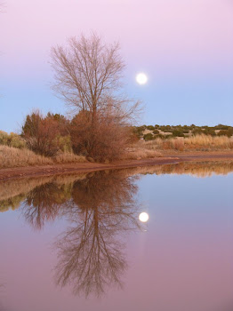 the moon rising, the sun setting on love lake