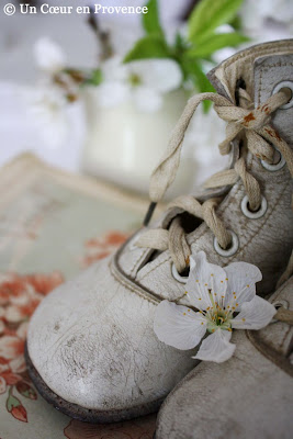 Detail of an old baby shoes