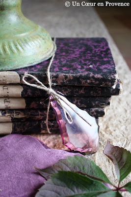 A tassel of purple glass and old books