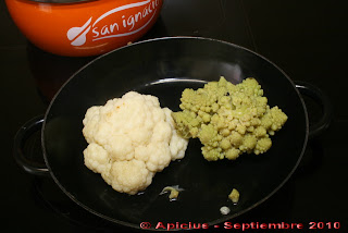  Coliflor y romanescu cocidos con bechamel gratinada. 