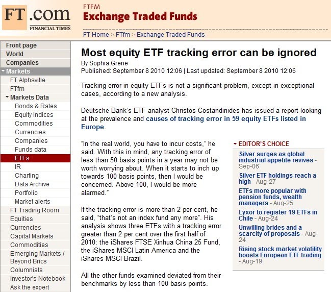 ETF tracking error（追蹤誤差） ＠ USA Stock