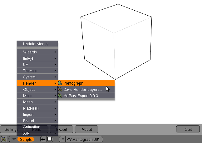 SPE IDE - Stani's Python Editor: Vector rendering with Blender in Ubuntu