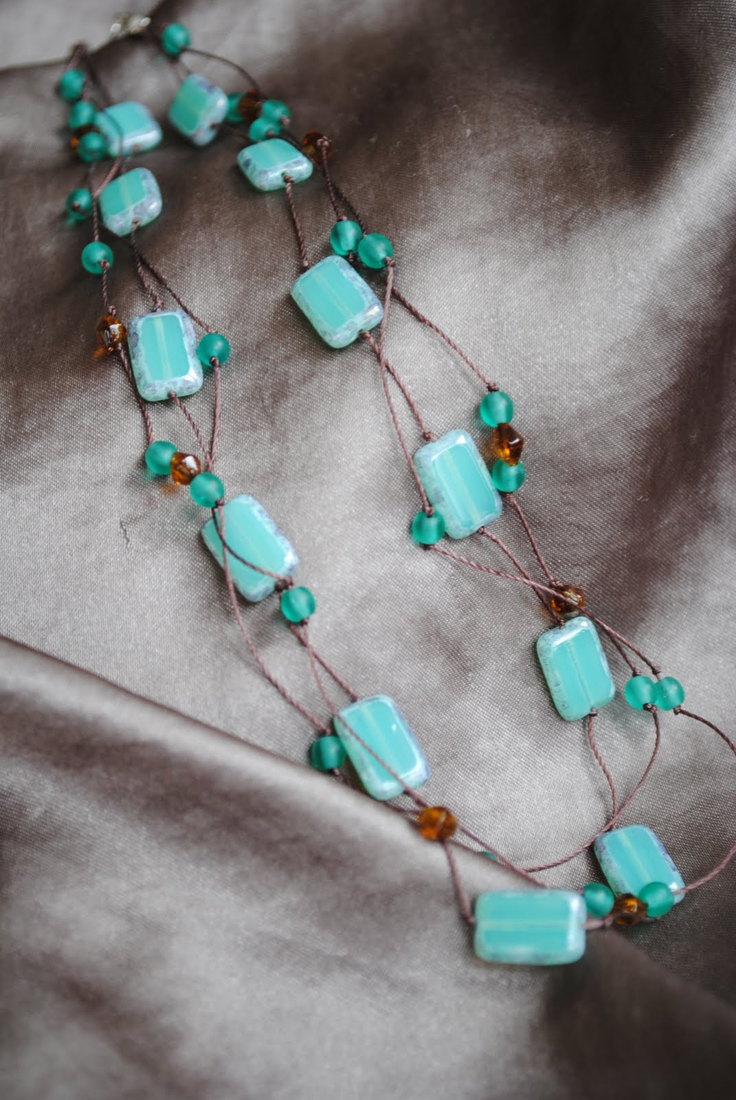 An Extra Leaf: Three Strand Knotted Bead Necklace