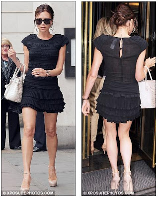fashions: Victoria Beckham hits London in a little black dress as she's ...