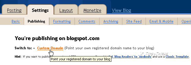 Add Custom Domain Name in Blogger Blog