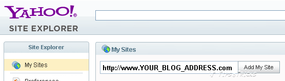 Yahoo Site Explorer to submit blog sitemap