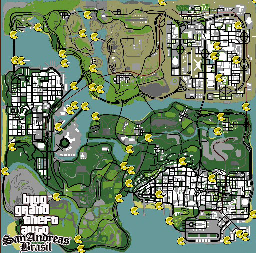 GTA San Andreas: Mapa com a localização das 100 pichações do jogo
