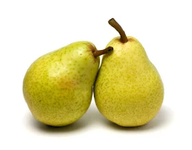 Two Pears side by side ready for Warm Pear Cobbler by Renee's Kitchen Adventures
