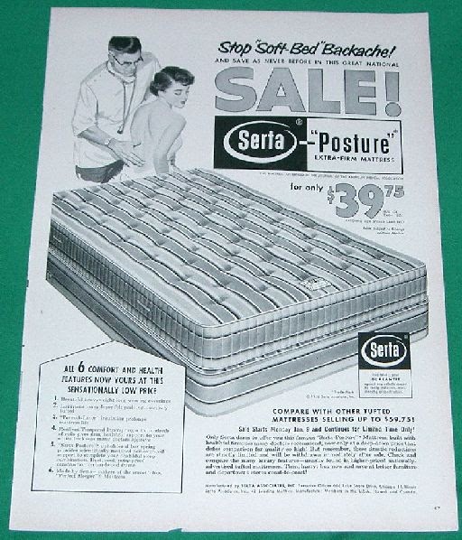 1956 Serta Mattress Magazine Ad Print Old Magazine Ads