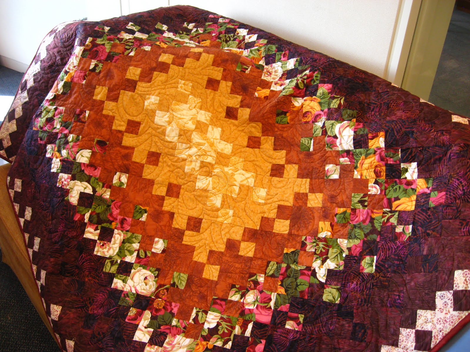 when birds walk in concrete Blooming Nine Patch Quilt (actually four