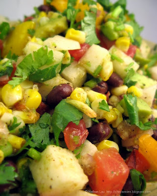 Chopped Mexican Salad with Grilled Corno di Toro Peppers, Bicolored Corn, Heirloom Tomatoes, Jicama, Avocado and Black Beans