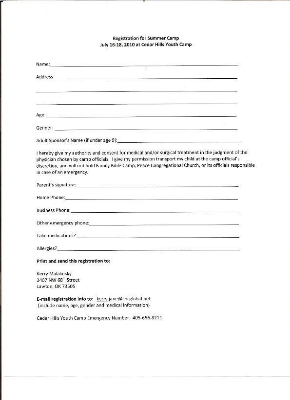 Summer Camp Registration