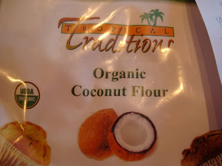 Close up of label on bag of coconut flour
