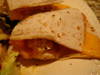 Close up of quesadilla wedge