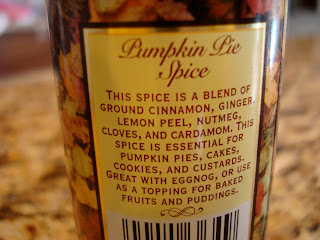 Back label of pumpkin pie spice container