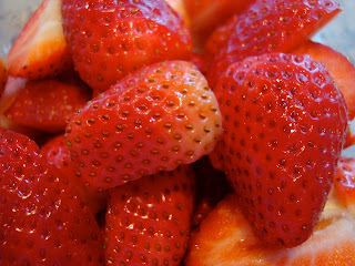 Close up of sliced strawberries