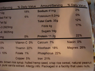 Nutrition Facts for Glo Bars