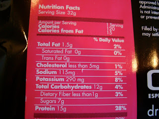 Nutrition Facts of Click Protein 